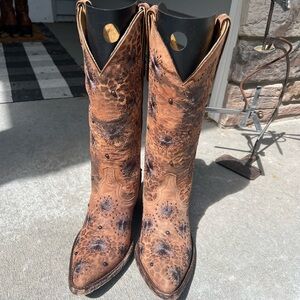 Old Gringo Embroidered Floral, Studded, and Leopard Print Boots Size 7!